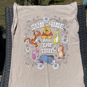 Disney Beige Winnie the Pooh "Sunshine All The Time" Graphic Tank Top